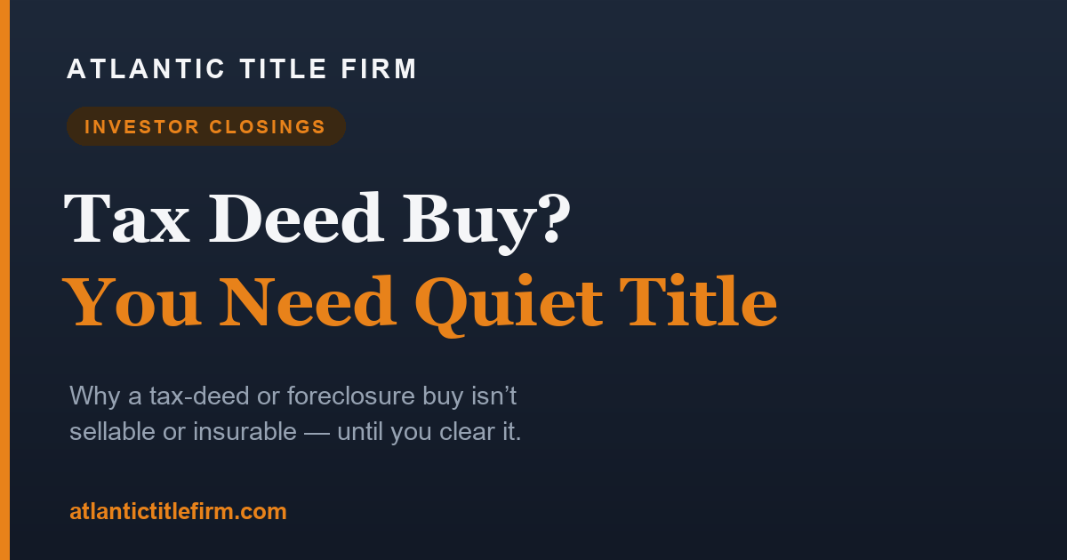 Buying at a Florida Tax Deed or Foreclosure Sale: Why You Need Quiet Title